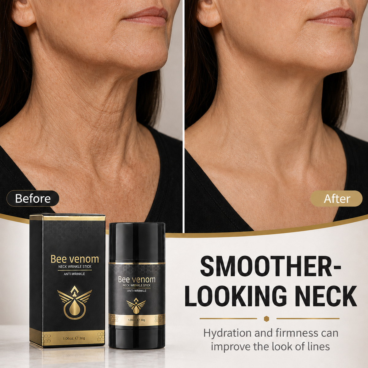 Retinol Bee Venom Neck Firming Stick, Hydrating Anti-Wrinkle Travel Skincare