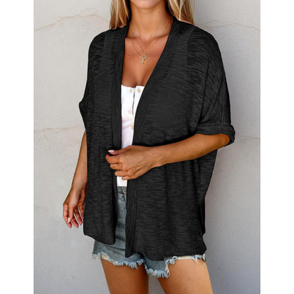 Short-sleeved casual solid coat