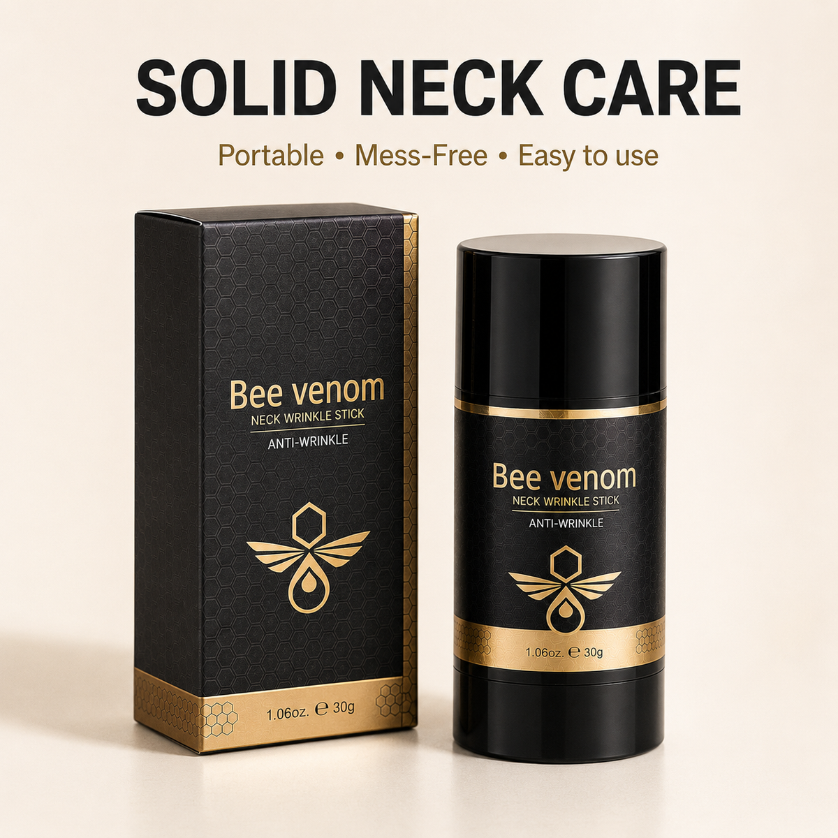 Retinol Bee Venom Neck Firming Stick, Hydrating Anti-Wrinkle Travel Skincare