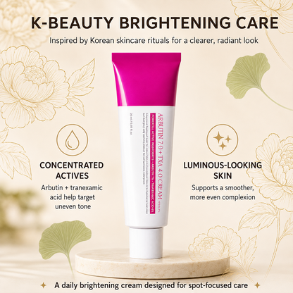 Facial Cream with Arbutin 7% + Tranexamic Acid 4%, Daily Skin Moisturizing Care