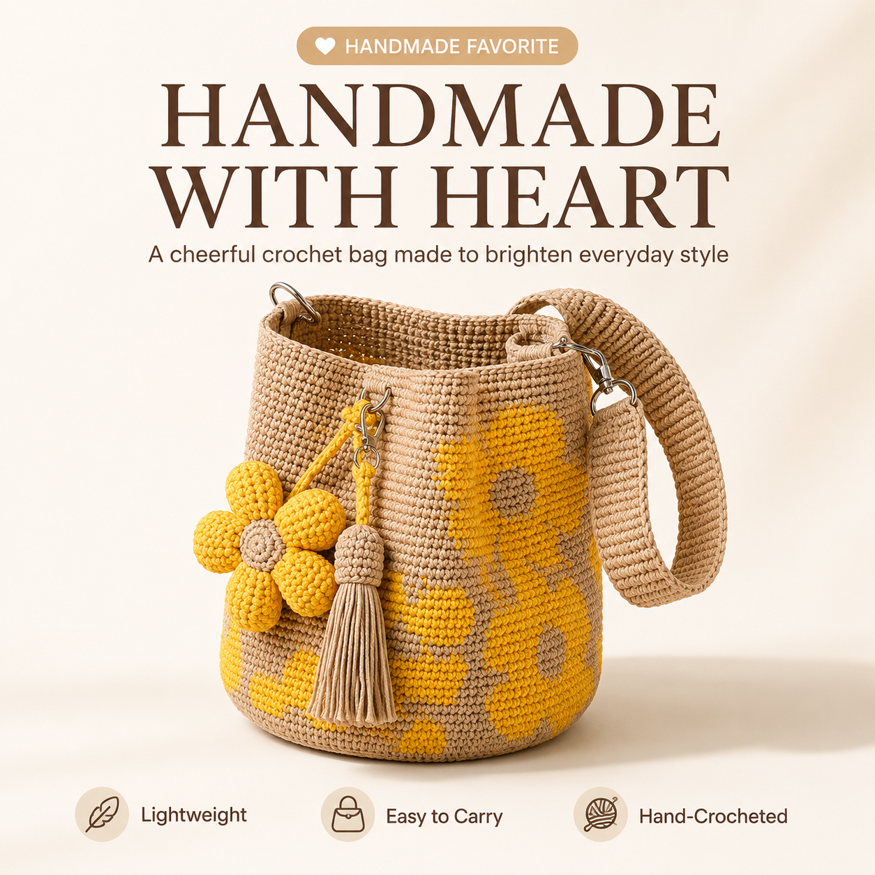 Handmade Crochet Flower Tote
