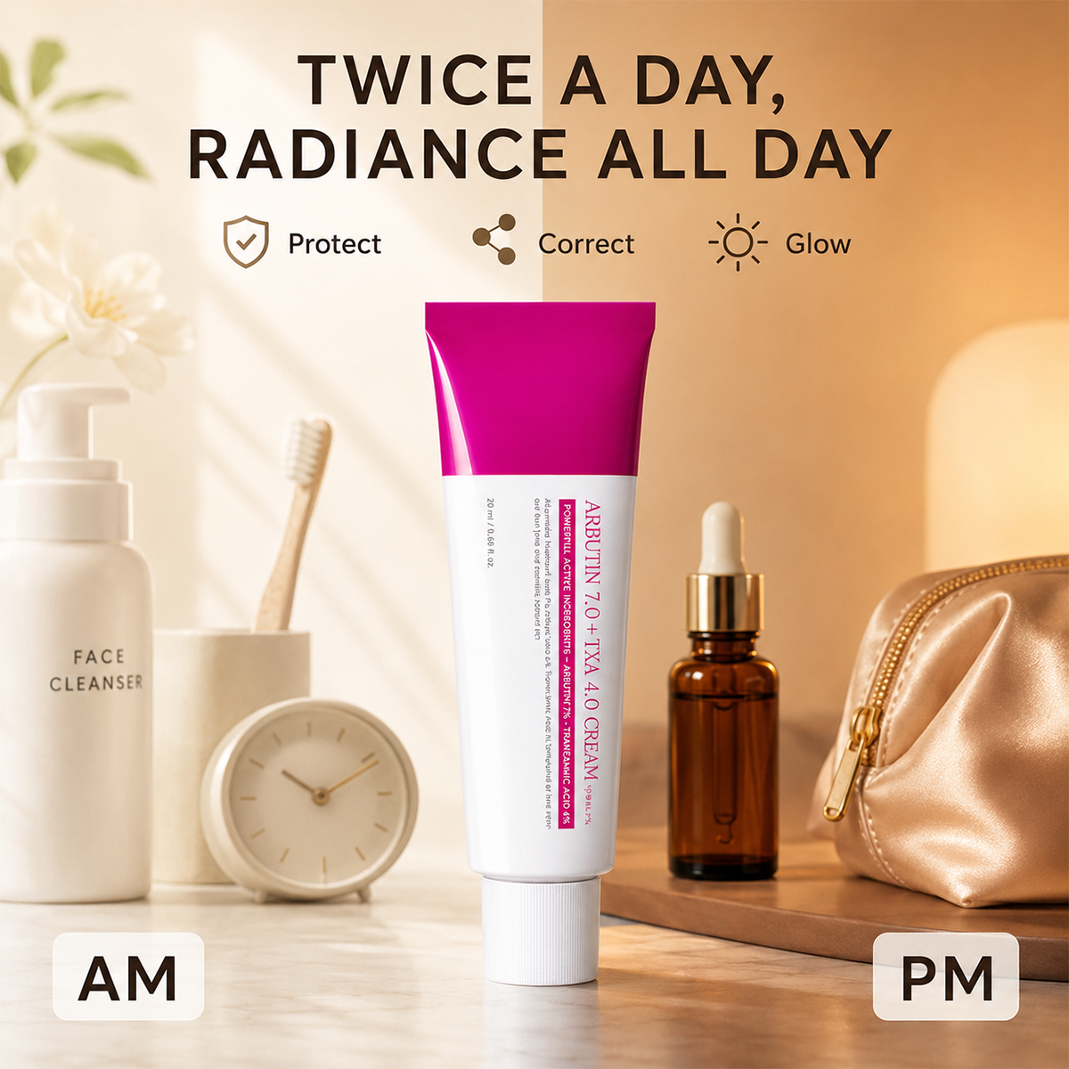 Facial Cream with Arbutin 7% + Tranexamic Acid 4%, Daily Skin Moisturizing Care