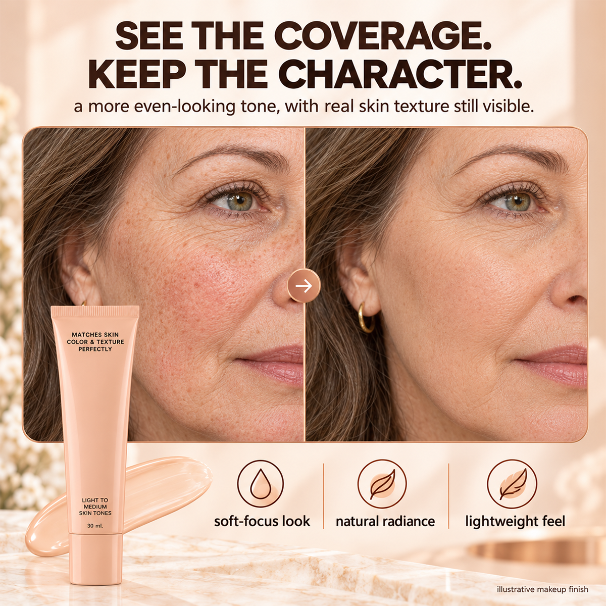 Natural-looking foundation coverage comparison