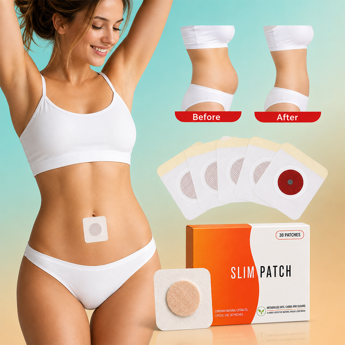 Slim Patch GLP-1 - Natural Slimming Pack - Original Product (30 Patches)