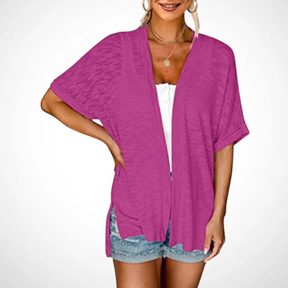 Short-sleeved casual solid coat