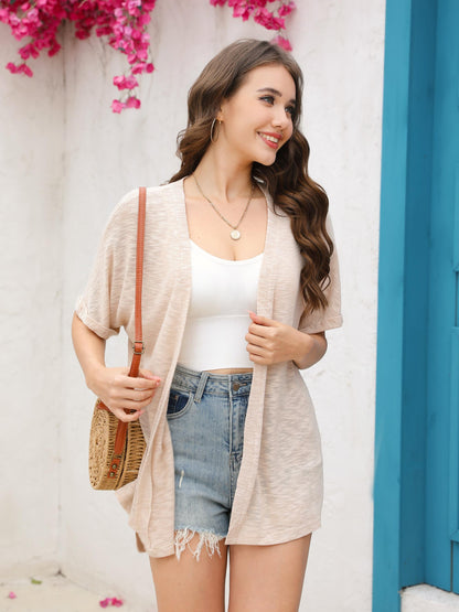 Short-sleeved casual solid coat