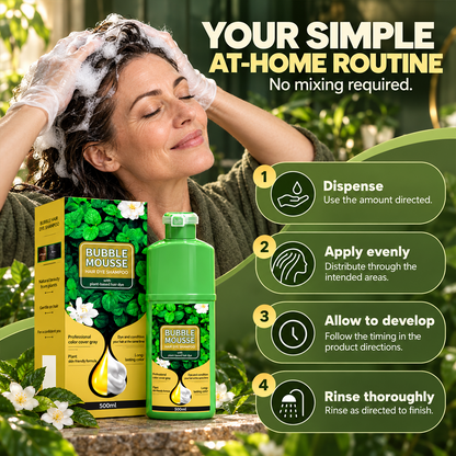 💇‍♀️💈Plant-Based Bubble Mousse Hair Dye Shampoo, Gentle Gray Coverage
