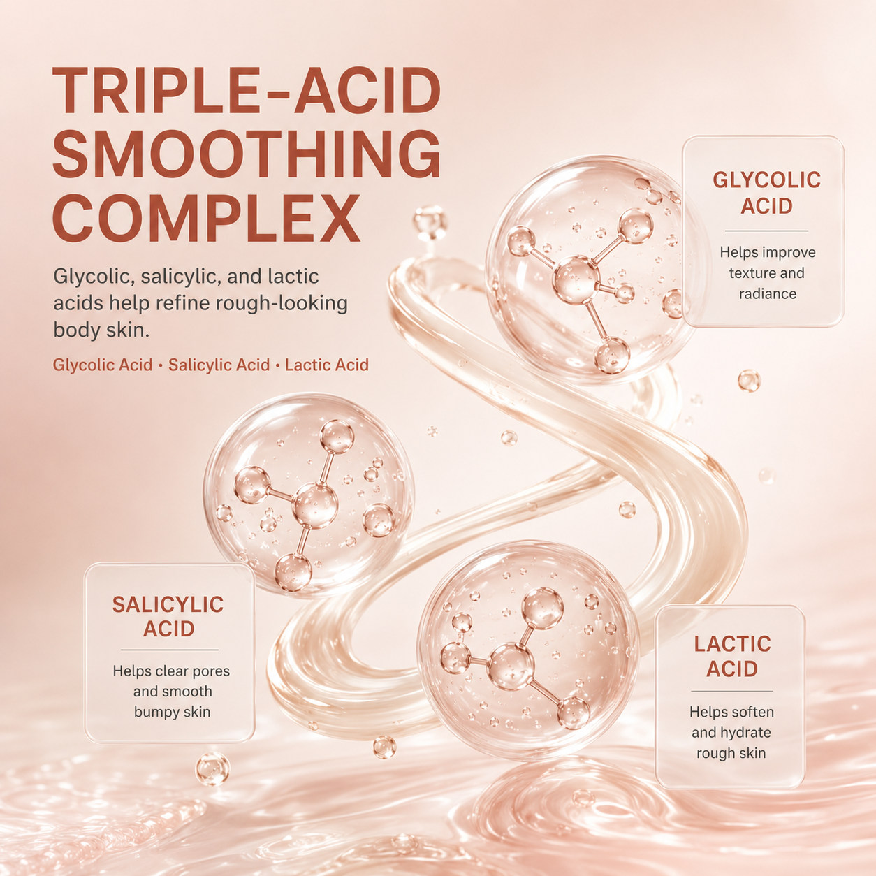 Triple-Acid Complex for Smoothing Rough Bumpy Skin