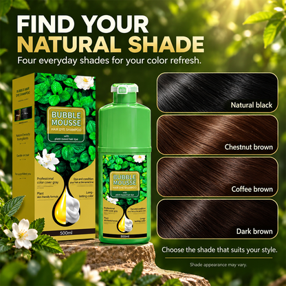 💇‍♀️💈Plant-Based Bubble Mousse Hair Dye Shampoo, Gentle Gray Coverage