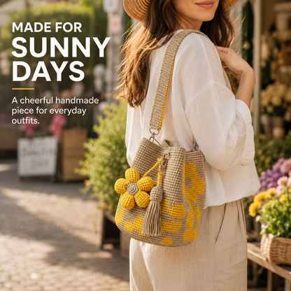Handmade Crochet Flower Tote