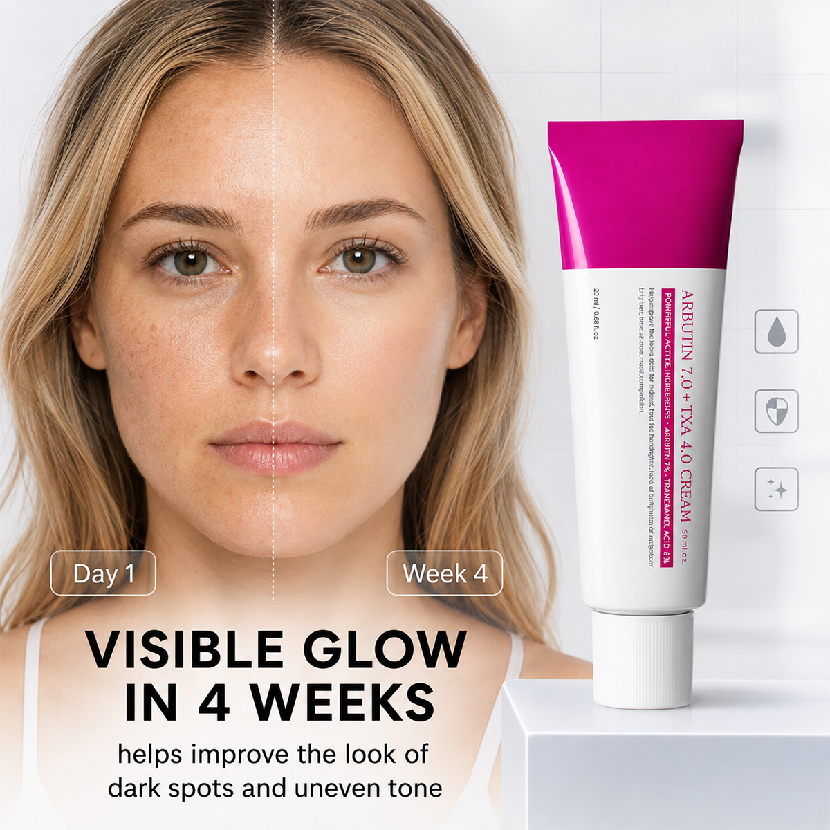 Facial Cream with Arbutin 7% + Tranexamic Acid 4%, Daily Skin Moisturizing Care