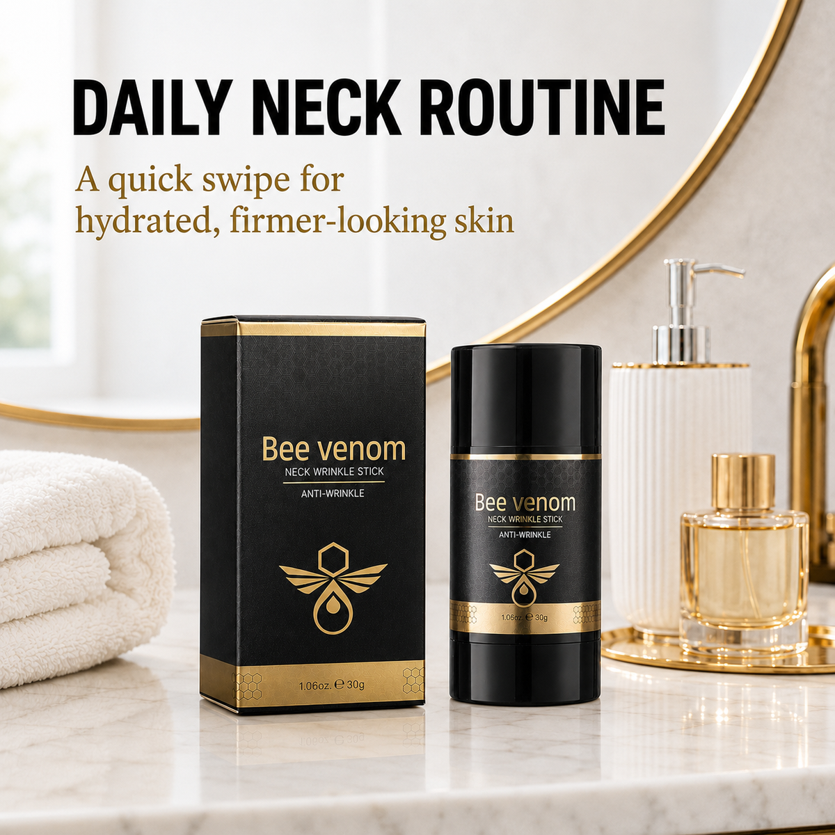 Retinol Bee Venom Neck Firming Stick, Hydrating Anti-Wrinkle Travel Skincare
