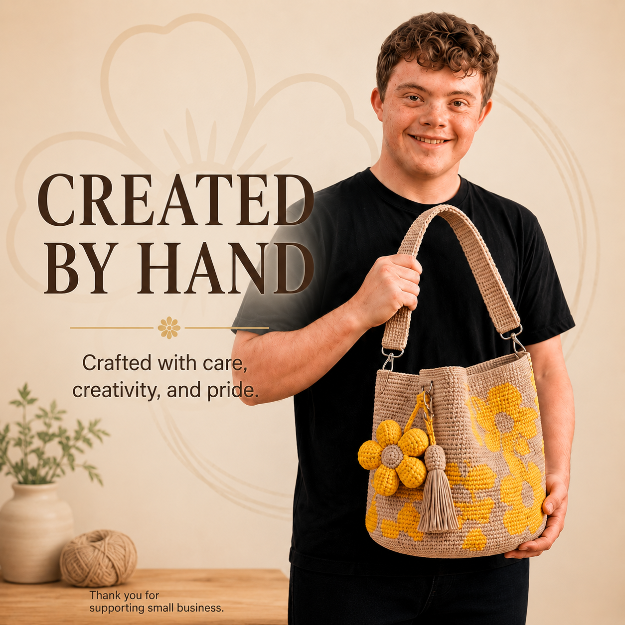 Handmade Crochet Flower Tote