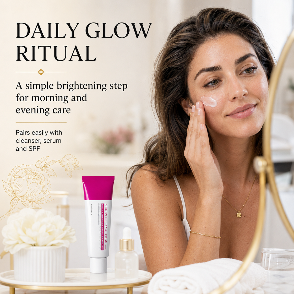 Facial Cream with Arbutin 7% + Tranexamic Acid 4%, Daily Skin Moisturizing Care
