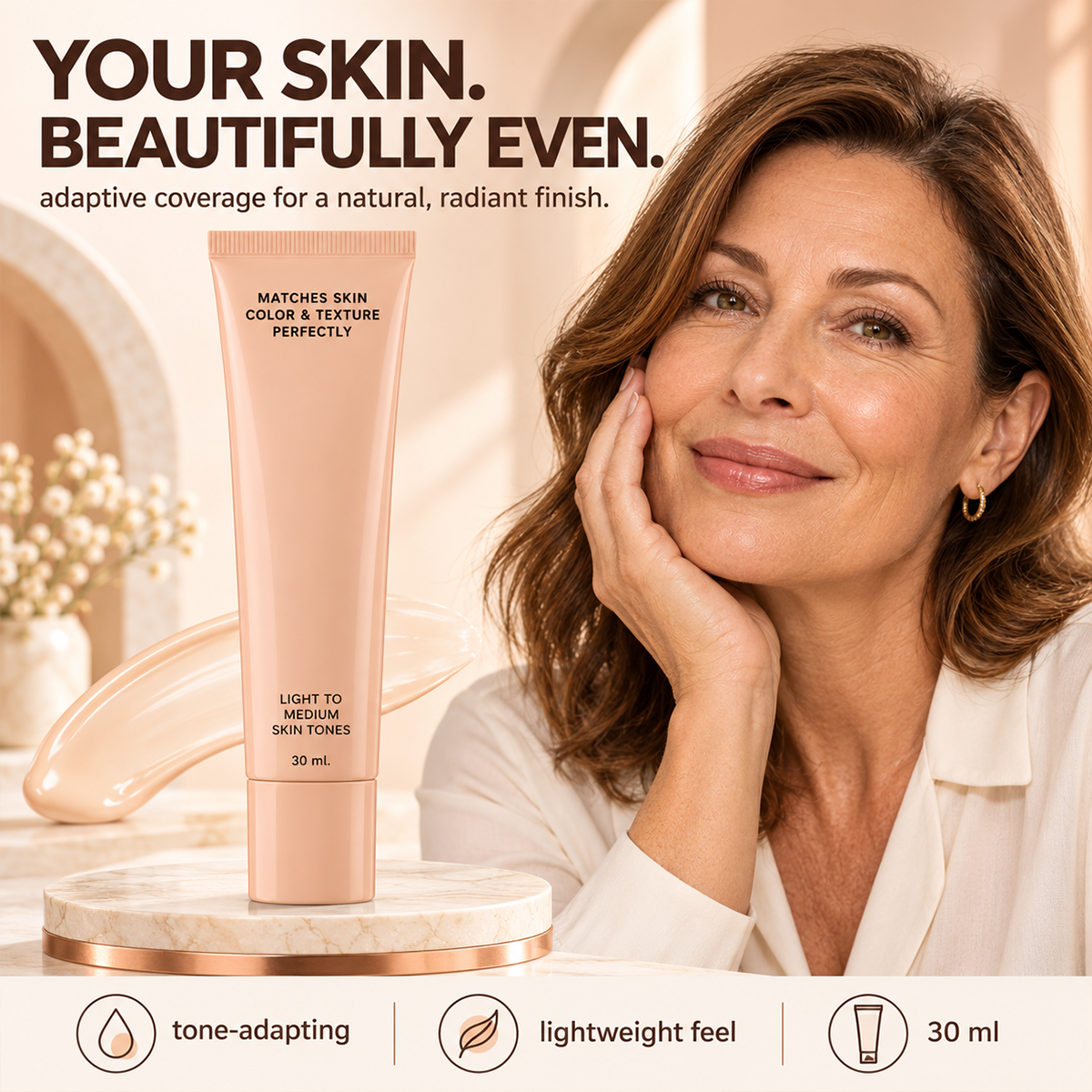 Natural radiant foundation finish