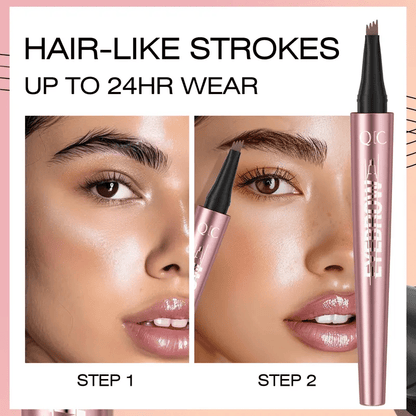 Waterproof Micro-Fork Eyebrow Pencil, Long-Lasting Brow Pen for Natural Hair-Like Strokes