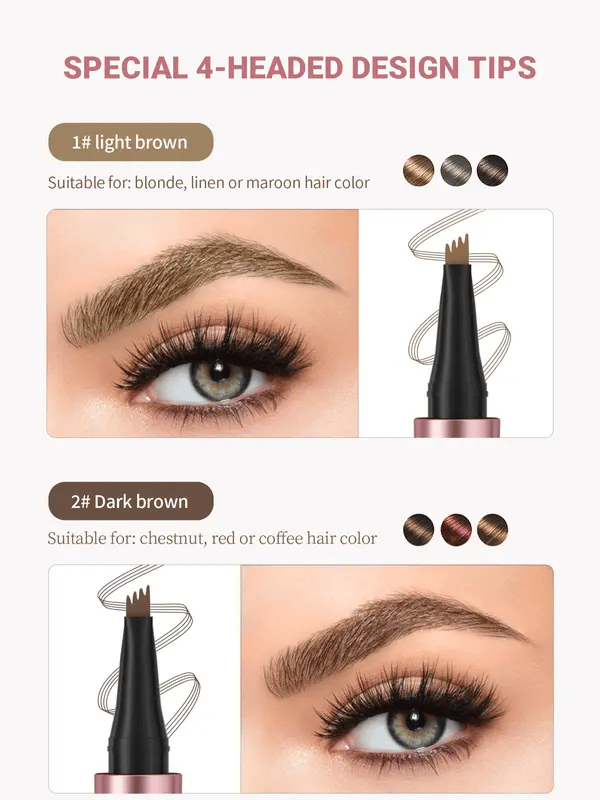 Waterproof Micro-Fork Eyebrow Pencil, Long-Lasting Brow Pen for Natural Hair-Like Strokes