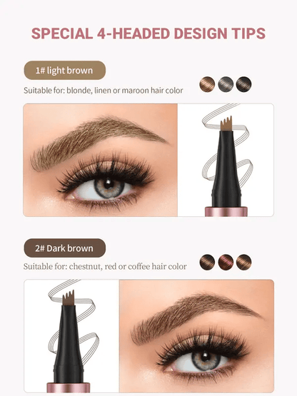 Waterproof Micro-Fork Eyebrow Pencil, Long-Lasting Brow Pen for Natural Hair-Like Strokes