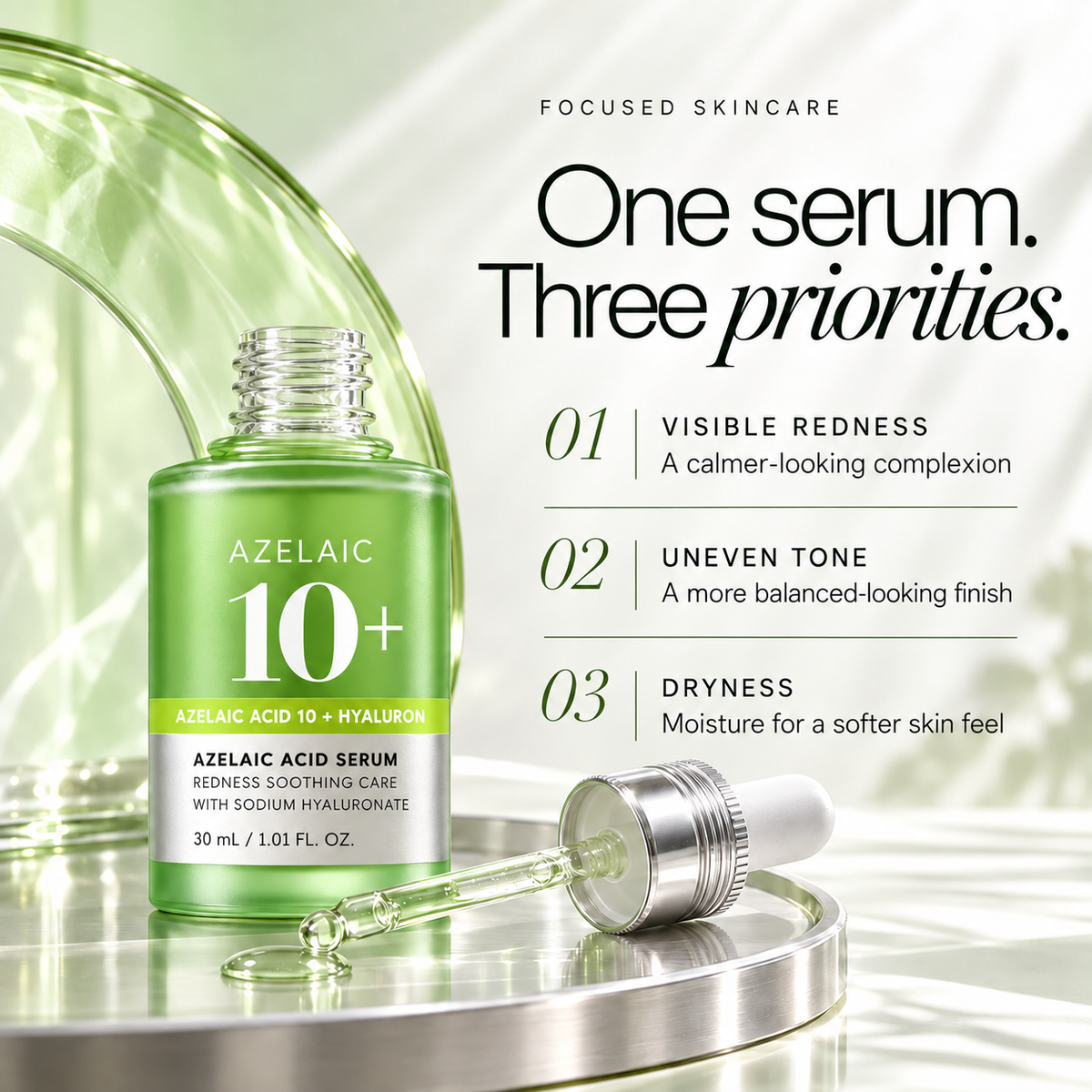 Azelaic Acid 10% + Hyaluronic Acid Soothing Serum, 30ml