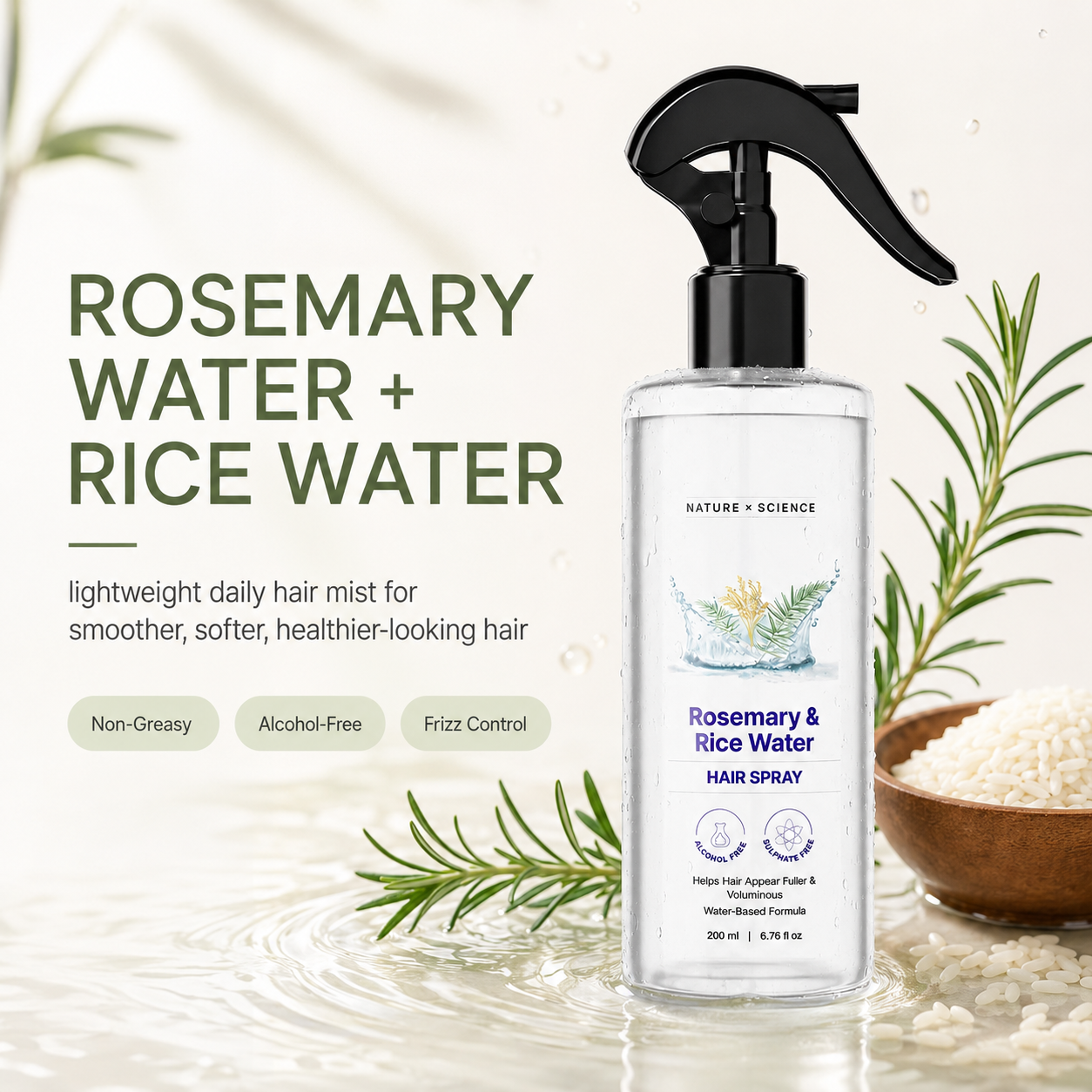 Rosemary & Rice Water Hair Spray