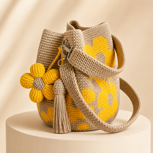 Handmade Crochet Flower Tote