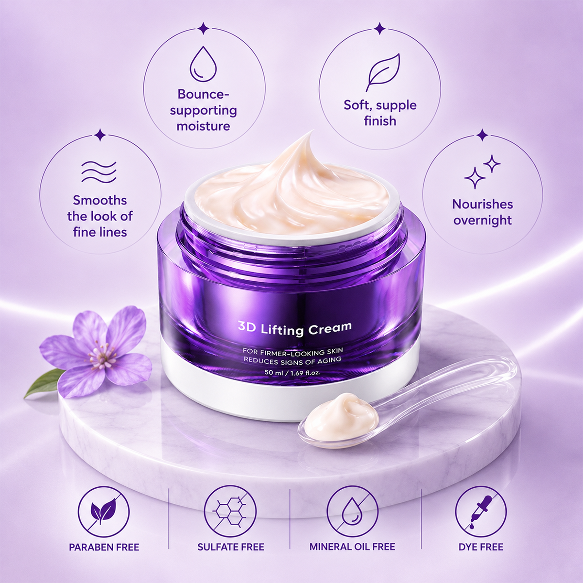 3D Lifting Cream 1.7 fl oz, Advanced Korean Night Facial Cream