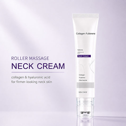 Roller Massage Neck Cream, Collagen & Hyaluronic Acid for Neck Skin Firming & Fine Line Smoothing