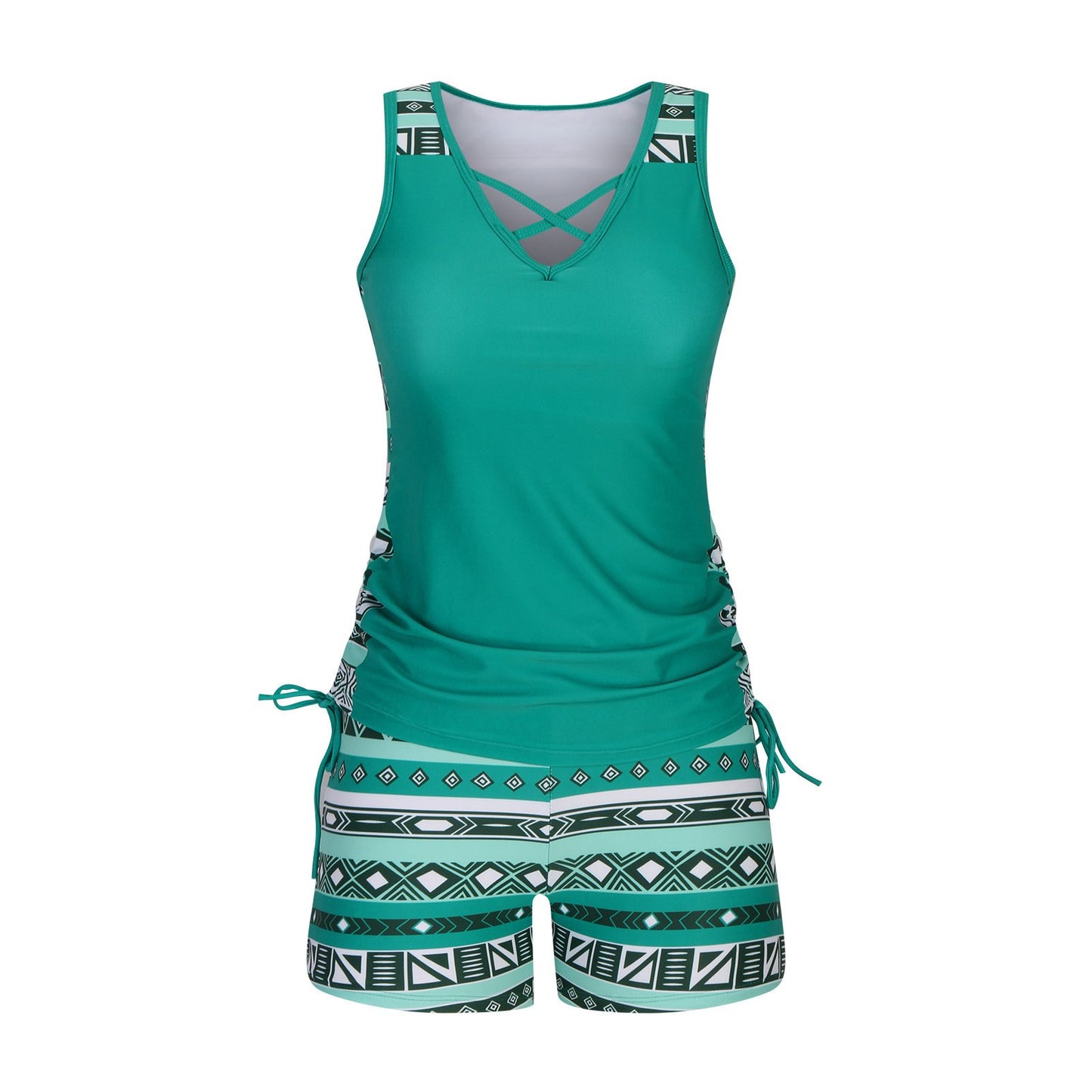 Miraclesuit Women's Tummy Control Tankini Set with Built-In Bra – Flattering Boho Swimwear with Shorts