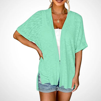 Short-sleeved casual solid coat