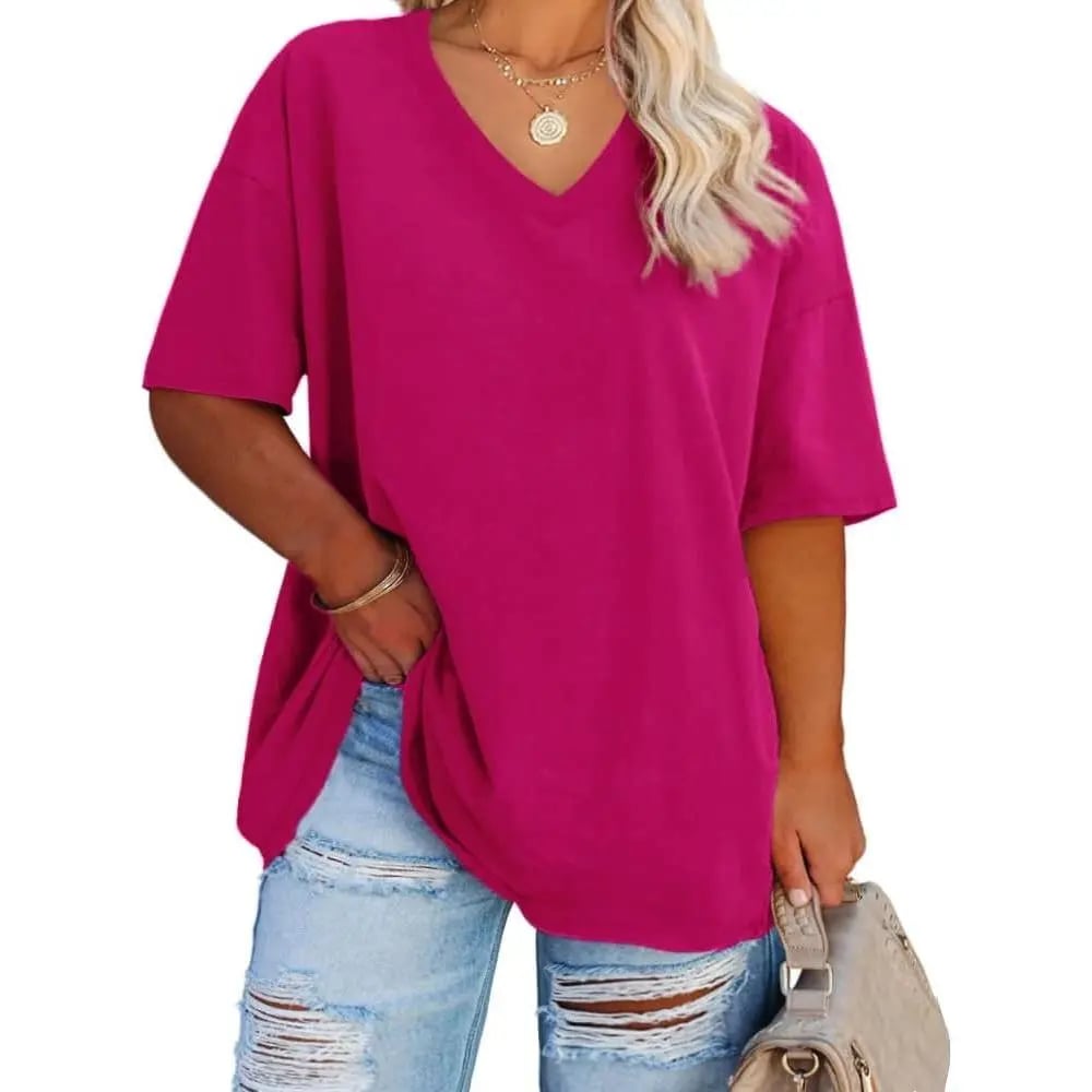 Women's Plus Size V Neck T Shirts