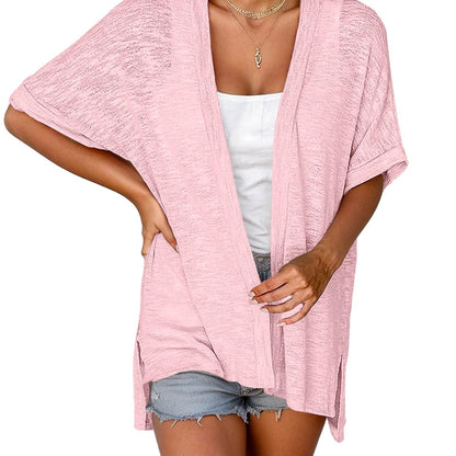 Short-sleeved casual solid coat