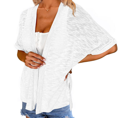Short-sleeved casual solid coat