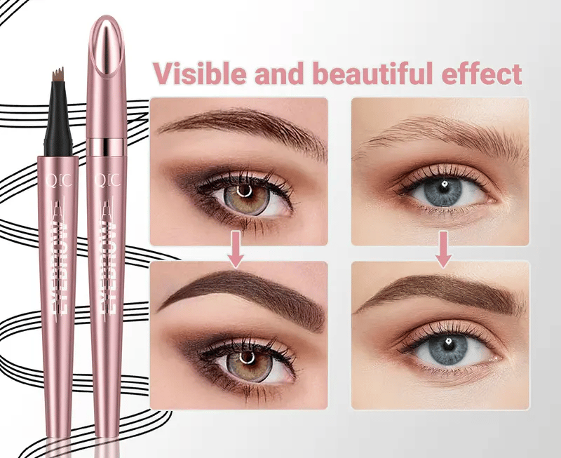 Waterproof Micro-Fork Eyebrow Pencil, Long-Lasting Brow Pen for Natural Hair-Like Strokes