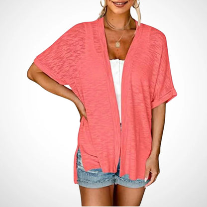 Short-sleeved casual solid coat